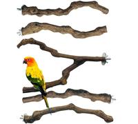 Allazone 5 PCS Perchoir Perroquet, Jouets Oiseaux en Bois, Jouet à Suspendre pour Perroquet, Bois Pieds Perchoirs, Balançoires, Échelles, Perché