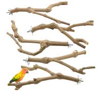 Allazone 5 PCS Perchoirs Naturels pour Oiseaux, Jouets en Bois, Pieds Perchoirs, Balançoires, Échelles