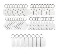 Allazone 50 PCS Porte-Clés de Sublimation, 5 Style Pendentifs de Sublimation Vierges Panneau MDF, Sublimation Tableau en Bois Imprimer Porte-clés Porte-clés Vierge pour Projets de Bricolage
