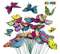 50 Pz Papillons de Jardin, Allazone 3 Taille Double Ailes Coloré Jardin Papillons Stakes Ornements de Jardin pour Décoration de Plante, Cour de Jardin, Décoration de Jardin