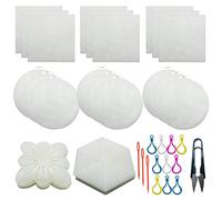 Allazone 52 PCS Broderie en Maille Plastique, 4 Formes Feuilles de Toile en Maille Plastique, Toiles Transparentes et Outils pour Bricolage Artisanat