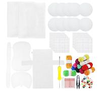 Allazone 59 PCS Broderie en Maille Plastique Feuilles de Toile en Maille Plastique, 12 Couleurs Fil Acrylique pour Bricolage Artisanat Broderie Point de Croix