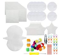 Allazone 59 PCS Broderie en Maille Plastique Feuilles de Toile en Maille Plastique, 12 Couleurs Fil Acrylique pour Bricolage Artisanat Broderie Point de Croix