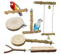 Allazone 7 PCS Perchoirs Naturels pour Oiseaux, Perchoir Oiseaux Jouet Perroquet, Bois Pieds Perchoirs pour Accessoires de Cage à Oiseaux Canari Perruche