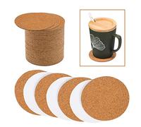 70 PCS Soucoupe Ronde en Liège, Allazone Auto-Collant sous-Verres Liège Ronde et Carré Liège Feuilles Mini Murale Dalles en Liège pour Dessous-de-Verre et Cuisine, Coaster