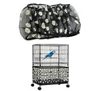 Allazone Couverture de Cage à Oiseaux, Nylon en Filet de Protection pour Cage Oiseaux Lavable, Jupe de Protection pour Perroquet, Perruche, Ara, Ronde et Carrée (S)