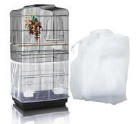 Allazone Couverture de Cage en Nylon Filet de Protection, Lavable pour Perroquets, Perruches, Ara, Cage Ronde et Carrée, Blanc