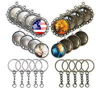 Allazone Double Face Rond Pendentif Plateaux avec Couvertures en Verre Transparent, Boucle de Suspension pour DIY Bijoux