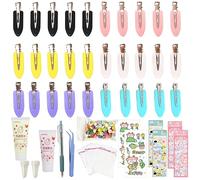 Allazone Kit De 101 éPingles à Cheveux à Faire Soi-MêMe, Pinces à Cheveux à Colle CrèMe Avec Accessoires De Dessin Animé 3d, Autocollant Pour Projets De Bricolage