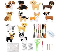 Allazone Kit de Bricolage en Feutre, 12 Style Kits Le Chien D'artisanat en Feutre Animal Kits D'artisanat en Feutre avec Outils pour Débutants, Filles et Garçons