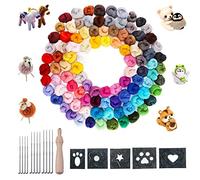 Allazone Kit de feutrage à l'aiguille de 115 pièces, 100 couleurs de laine filée à la main avec outils en feutre de laine pour feutrer les animaux