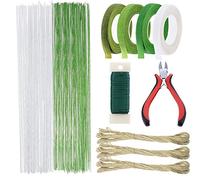 Allazone Kit D'outils de Composition Florale, Tape Strap Wrap 2 Style Fil de Fer Fleur, Corde de Chanvre et Ciseaux de Coupe pour Bouquet Tige Wrap Fleuriste