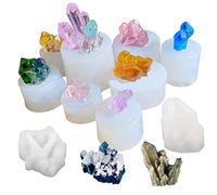 Allazone Lot de 10 moules en silicone en forme de grappe de cristal pour moulage de résine, porte-clés, collier, décoration d'intérieur