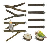 Allazone Lot de 10 Perchoirs en Bois Naturel, Posatoi per Uccelli pour Perroquets, Perruches