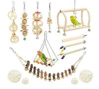 Allazone Lot de 14 Jouets pour Perroquet - Jouets à Suspendre pour Cage à Oiseaux - Jouets à mâcher en Bois pour Conures, Oiseaux d'amour, Petits perruches, calopsittes, aras