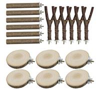 Allazone Lot de 18 perchoirs à oiseaux en bois naturel pour perroquet, 18 perchoirs en bois naturel pour perroquet, perchoir à oiseaux, branches debout jouet pour oiseaux, perruches, calopsittes,