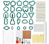 Allazone Lot de 219 emporte-pièces en argile polymère avec rouleau en argile acrylique, crochets pour la fabrication de bijoux en argile polymère, vert