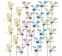 Allazone Lot de 28 piquets de jardin en forme de dragon, libellules 3D, décorations de jardin pour décoration de terrasse, piquets avec bâtons