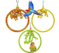 Allazone Lot de 3 balançoires à oiseaux en corde de coton - 22,9 cm - Perchoir à oiseaux - Perchoir à suspendre - Perchoir à oiseaux - Jouet souple