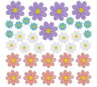 Allazone Lot de 35 Écussons Brodés à Thermocoller en Forme de Marguerite, Mélange Orange Bleu Blanc Broderie Applique Réparation Patch pour Vêtements, Chapeaux, Jeans, T-Shirt, Sac à Dos DIY