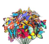 Allazone Lot de 60 piquets décoratifs en forme de papillon, 7 cm, 6 couleurs, intérieur et extérieur