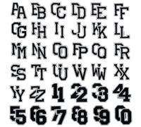 Allazone Lot de 72 Écussons Lettres Numériques Chiffres 0-9 Lettres A-Z Thermocollant, Écussons Brodés à Repasser pour Vêtements, Pantalons, Chapeaux, Sacs, Noir