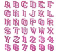 Allazone Lot de 72 Écussons Lettres Numériques Chiffres 0-9 Lettres A-Z Thermocollant, Écussons Brodés à Repasser pour Vêtements, Pantalons, Chapeaux, Sacs, Rose