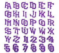 Allazone Lot de 72 Écussons Lettres Numériques Chiffres 0-9 Lettres A-Z Thermocollant, Écussons Brodés à Repasser pour Vêtements, Pantalons, Chapeaux, Sacs, Violet