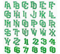 Allazone Lot de 72 Écussons Lettres Numériques Chiffres 0-9 Lettres A-Z Thermocollant, Écussons Brodés à Repasser pour Vêtements, Pantalons, Chapeaux, Sacs, Vert