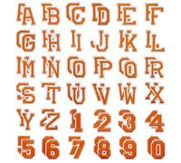 Allazone Lot de 72 Écussons Lettres Numériques Chiffres 0-9 Lettres A-Z Thermocollant, Écussons Brodés à Repasser pour Vêtements, Pantalons, Chapeaux, Sacs, Orange