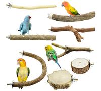 Allazone Lot de 8 perchoirs en bois naturel pour oiseaux, jouet à oiseaux, accessoires de cage à oiseaux pour petites perruches, calopsittes, perruches