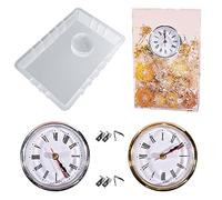 Allazone Moule pour Resine Epoxy, Rectangle Moules en Résine de Silicone Horloge, 2 PCS D'insert D'horloge pour La Préservation Des Fleurs, Décorations pour La Maison