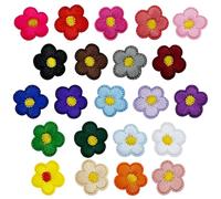 Allazone Patch Écusson Brodé Thermocollant en Forme de Fleurs Écussons Brodés à Repasser pour Vêtements, Robes, Chapeaux, Jeans, Accessoires de Bricolage, 22 PCS 2.3cm