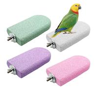 Allazone Perchoirs à Oiseaux, Jouet à Mâcher en pour Perroquet, Pierre de Calcium pour Bec, Accessoire pour Cage, Jouet pour Perruches, Hamsters, Lapins et Chinchillas, 4 PCS Grand