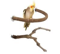 Allazone Perchoirs Naturels pour Oiseaux, U Forme Perchoirs en Bois Naturel pour Perroquet, Jouets Oiseaux en Bois, Bois Pieds Perchoirs, Balançoires, Échelles, Perché
