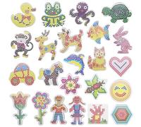 Allazone Plaques de Perles à Repasser, Transparentes en Plastique de 5 mm Panneaux Perforés pour Perles pour Cadeaux, Garçons, Filles (23 PCS Formes Mixtes)