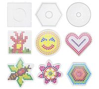 Allazone Plaques de Perles à Repasser, Transparentes en Plastique de 5 mm Panneaux Perforés pour Perles pour Cadeaux, Garçons, Filles (9 PCS Formes Mixtes)