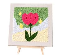 Allazone Punch Needle Kit Cadre Kit de Broderie pour Débutants Carrée, Kit Broderie Point Punch Needles avec Motifs pour Adultes Débutant, Tulipe Verte et Rose
