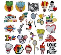 Allazone Vetement Thermocollant, Iron on Patches Écusson à Coudre, DIY Broderie Autocollant de Patch pour Vêtements Jeans Chapeau T-shirt, 25 PCS Thème du Badminton