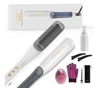 ALLBASA Lisseur Vapeur Professionnel Brosse Lissante vapeur pour Cheveux,4 Température Réglable,160℃-210℃,Fer à lisser à la technologie vapeur(Blanc, Brosse Vapeur)