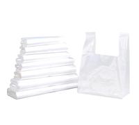 ALLBASA Sacs Bretelles plastique, Sac de course a bretelle,sac plastique réutilisable (Blanc, 30X54(500pcs))