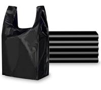 ALLBASA Sacs Bretelles plastique, Sac de course a bretelle,sac plastique réutilisable (Noir, 26X45(500pcs))
