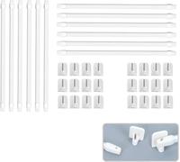 ALLBASA Tringle rideaux, barre de douche, barres de virage extensible tringle a rideaux, tringle rideau sans percage réglable, tringle a rideau pour fenetre (12pcs(50-80)+crochet)
