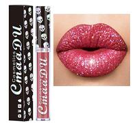Allbesta 8 Couleurs Diamant Lipgloss Paillettes Brillant à Lèvres Crâne Liquide Rouge à Lèvres Métallisé Mat