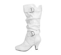 Allbestop à la Mode,Botte Hiver Homme Bottes Neige Femme Pointu Bottes Talon Bottes Homme 90 Chaussure Homme Securite Talon Mariage(Blanc,39)