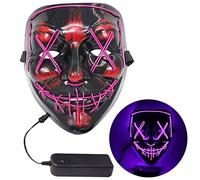 Allbestop Animal Mask,Masque Purge Led Masque Plongée Adulte Masque Halloween Qui Fait Peur Costume Halloween Bebe Déguisement Halloween Chien Livre Carnaval(One Size,La couleur violette)