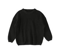Allbestop Automne Hiver Chaud Tenues Nouveau-Né Bébé Fille Garçon Mignon À Manches Longues Tricoté Lapin Motif Pull Pull Hauts Manteau Long Noir