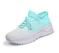 Allbestop Basket Cuir, Chaussure Orthopédique Chaussures de Tennis Sneakers Ouverte Running Femme Chaussure Randonnee Femme Chaussures de Marche Ensemble Jogging Stylé, Sport en Salle(Bleu Ciel,41)