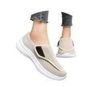 Allbestop Basket Cuir, Chaussures Orthopediques Femmes Tennis Chaussures Femme Sneaker Zéro-Drop Running Femme de Randonnée Marche Jogging Fille, Chaussure Sport de Badminton Chaussure(Beige,42)