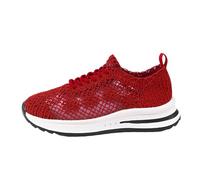 Allbestop Basket Cuir Femme, Chaussures Femme Orthopédique Tennis d'Amortisseur Sneaker d'arts Martiaux Légers Chaussures Running de Randonnée de Marche Jogging Fille, Sport Campus(Rouge,36)